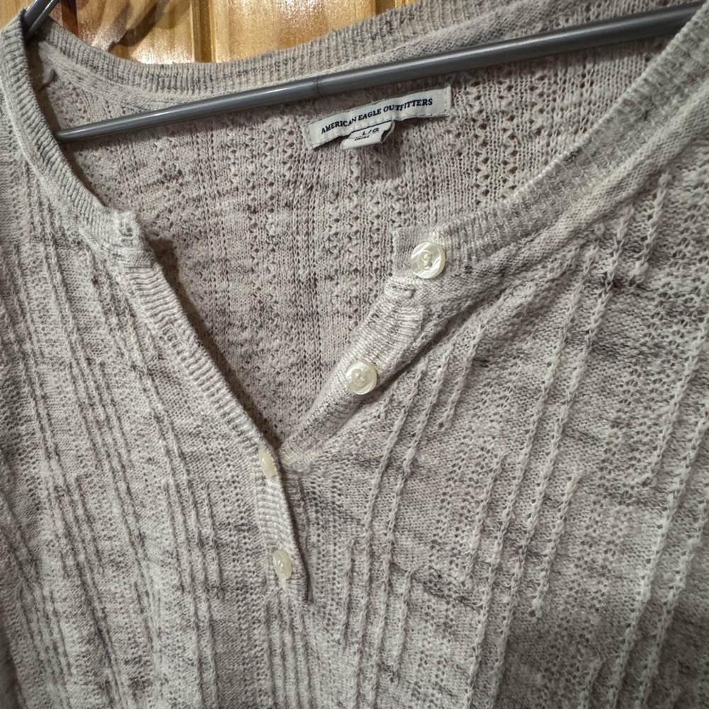 American Eagle Outfitters Light Gray Knit Sweater
